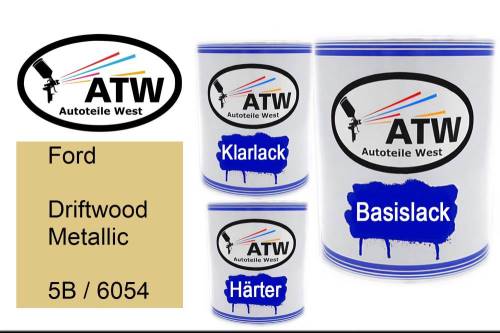 Ford, Driftwood Metallic, 5B / 6054: 1L Lackdose + 1L Klarlack + 500ml Härter - Set, von ATW Autoteile West.